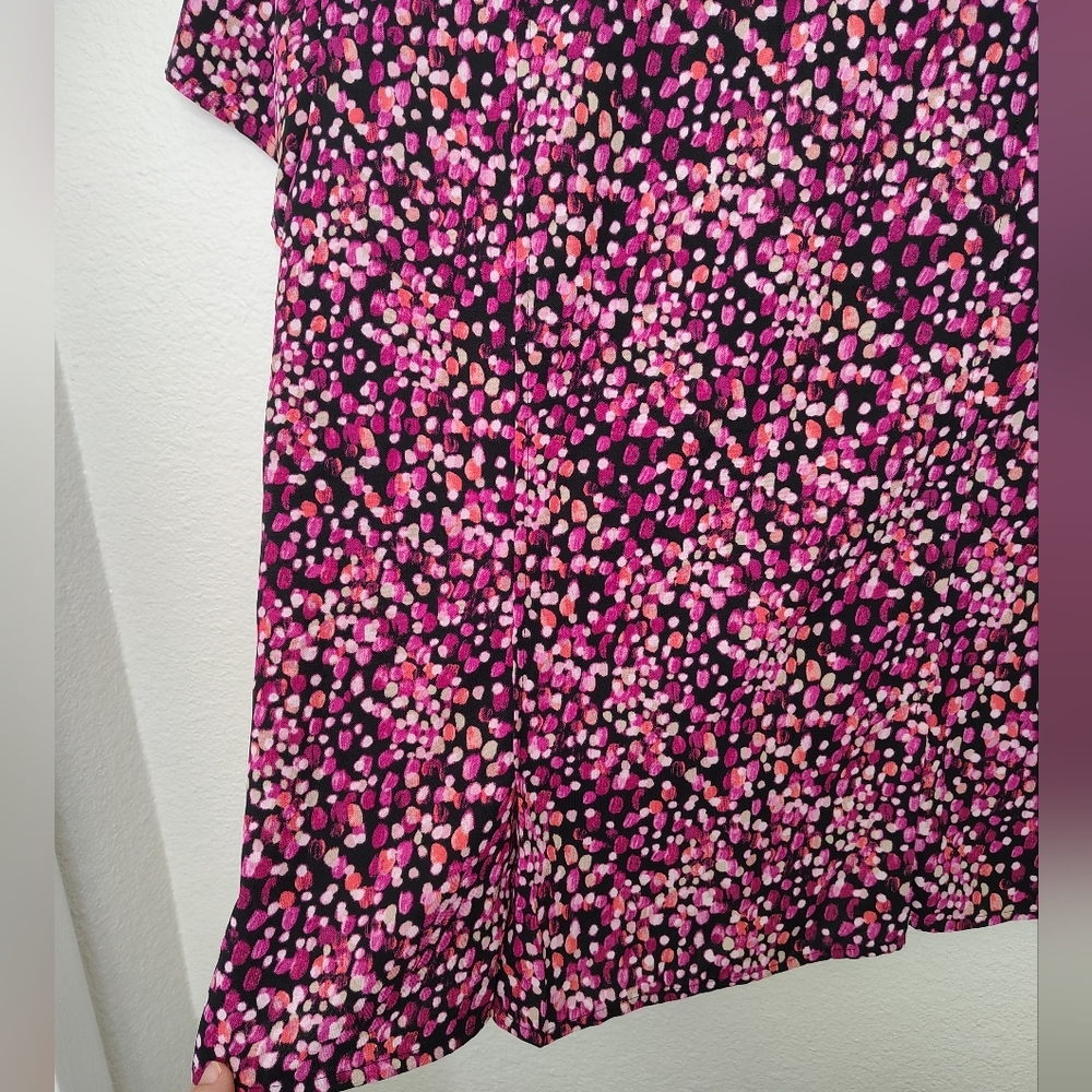 Dana Buchman Black Pink Polka Dot Button Front Career Blouse Women's Sz M Oversz - Picture 12 of 14